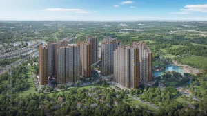 Toàn cảnh các tòa căn hộ cao tầng nhìn từ trên cao tại đại đô thị Ocean City khu vực gần vị trí The CityOn